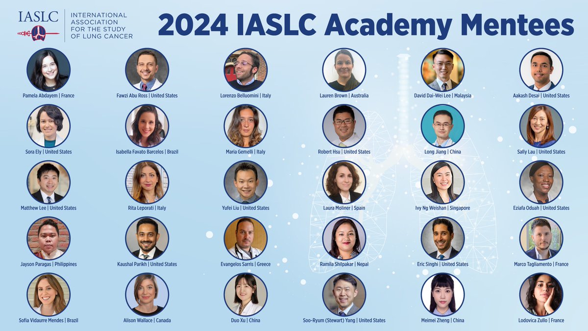 Congratulations to all of these @IASLC Academy participants - early-career physicians interested in academic careers in thoracic oncology, partnered with expert mentors through the year. Looking forward to seeing all that you do!