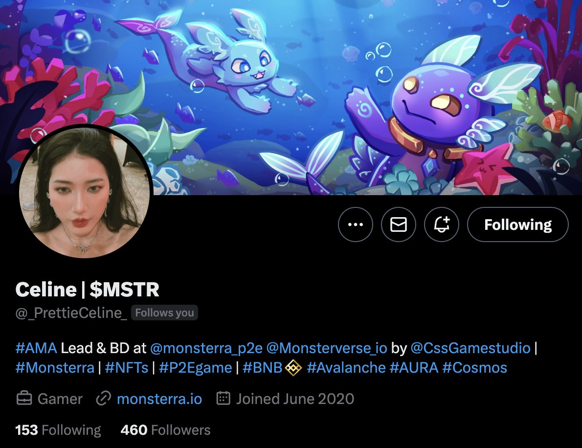 💰Our early contributors are taking action to make the $3500 dream come true. Have you updated your Twitter profile? 🔖 Name: Your name | $MSTR 🔖 Bio: Add in @monsterra_P2E If not, change it NOW! ⛏️More to complete? Fully explore here: medium.com/@monsterra.io/…