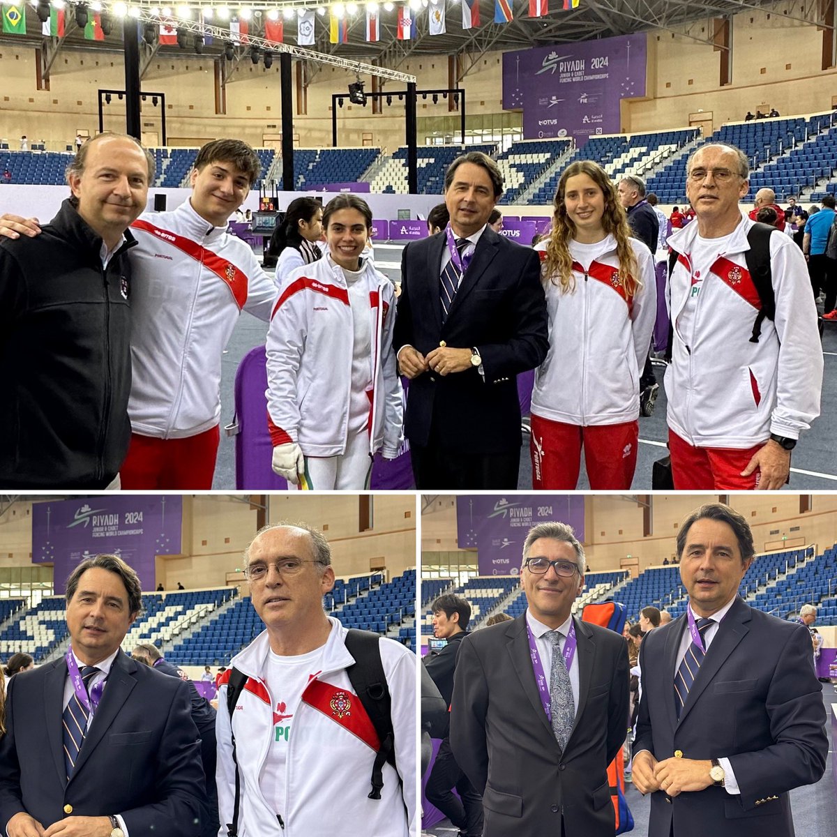 nunomathias's tweet photo. Thrilled to join Portuguese 🇵🇹athletes🤺 as they compete in the #Riyadh2024 🇸🇦Cadets & Juniors #WorldFencing Championships. Delighted to meet Portuguese referee Miguel Machado & coach José Bartissol.
#FederaçãoPortuguesadeEsgrima
@IPDJ_IP @nestrangeiro_pt @mosgovsa_en https://t.co/01fqacZjRB