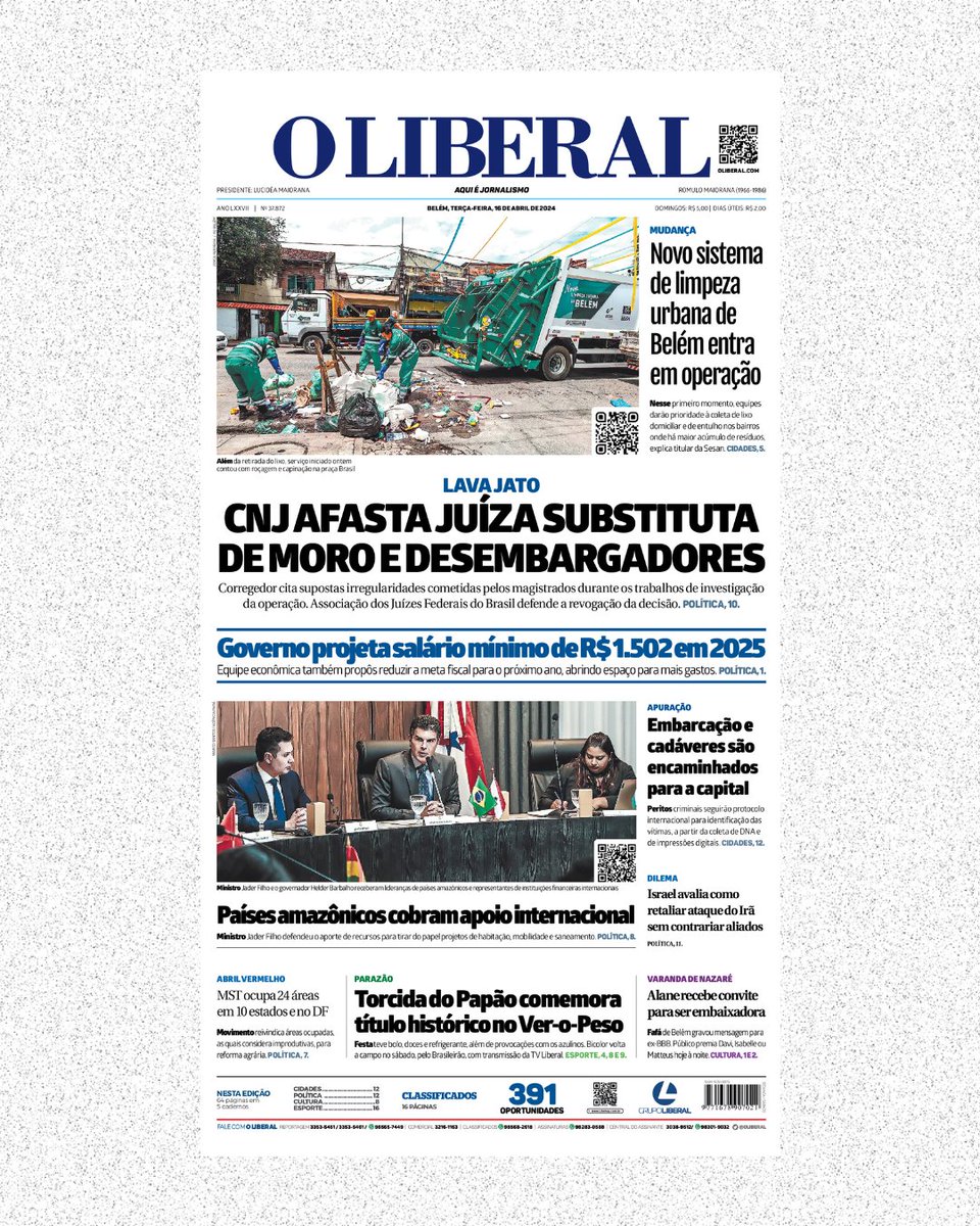 oliberal's tweet photo. 🗞️ Olá, seguidor!
Esta é a capa do Jornal O Liberal desta terça (16).
Acesse em https://t.co/DT9Gj38UoH
#oliberal #grupoliberal https://t.co/pz1nGlqirS