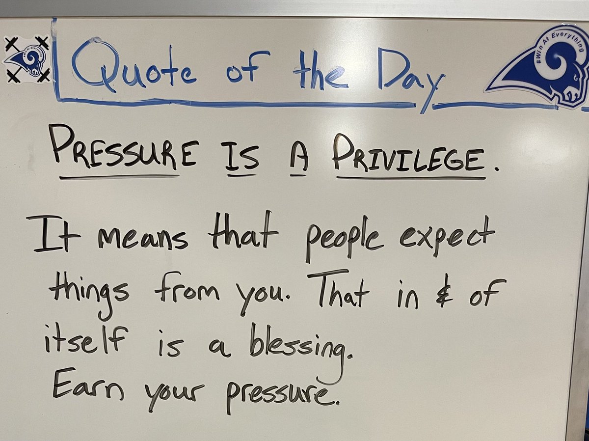 CoachRayO3313's tweet photo. Be thankful for the opportunity to feel pressure. It’s not something that everyone gets to experience. Pressure is a privilege reserved for those who have earned it https://t.co/MvBHHNK9LW