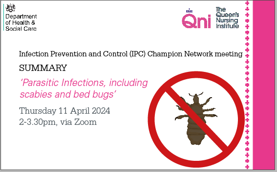 A short summary of our #InfectionPreventionControl #Nurses meeting on #ParasiticInfections including #scabies and #bedbugs is now available to read here: qni.org.uk/news-and-event…