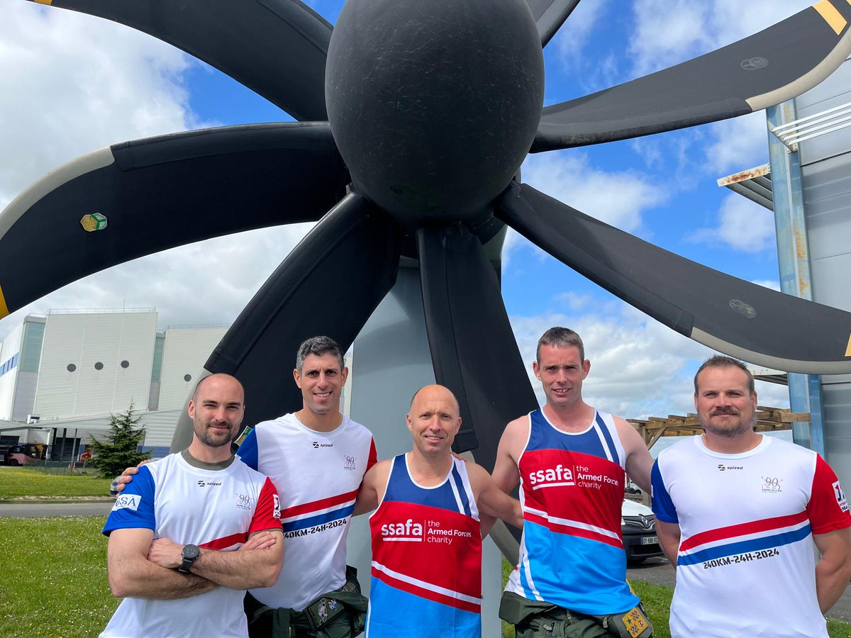 Flight Lieutenant Christian Gerrett and others have set off on a unique fundraiser: a 240-kilometre relay over 24 hours from #Orléans - #Bricy Air Base to the British Embassy in Paris and back, raising funds for @SSAFA Read the full story at bit.ly/pf-240 | #DDay