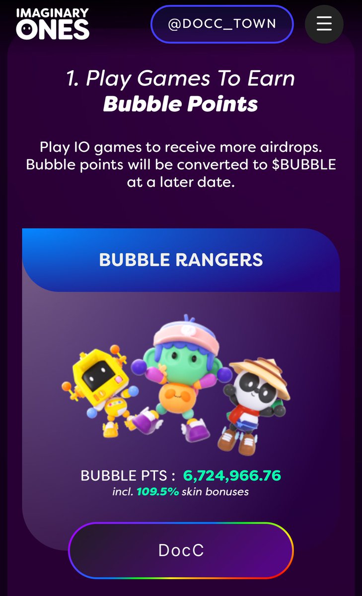 How about $BUBBLE? Did you know that there is a skin bonus <a href="/Imaginary_Ones/">Imaginary Ones | Bubio.ai</a> #BUBBLERANGERS ?