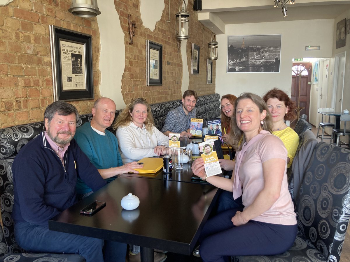 Just another day canvassing in #Leatherhead with the team. Having a well earned break after pounding the streets for hours! Looking forward to getting @garethjparsons & Cllr Ben Wear elected & @PaulKenLD #Surrey Police & Crime Commissioner. Word on the street is #getthetoriesout