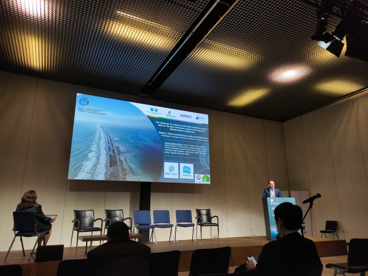 XSanchezArtus's tweet photo. 🌊Exciting news from #OceanDecade24 in Barcelona! Thrilled to have presented on restoring river-delta-coast-sea systems, focusing on Ebro Delta using NbS and EWS inside @RESTCOAST_H2020 and @DANUBIUSRI projects! Let's push for marine sustainability. #CoastResilience #Delta🌊 https://t.co/FCI4uAJN6o