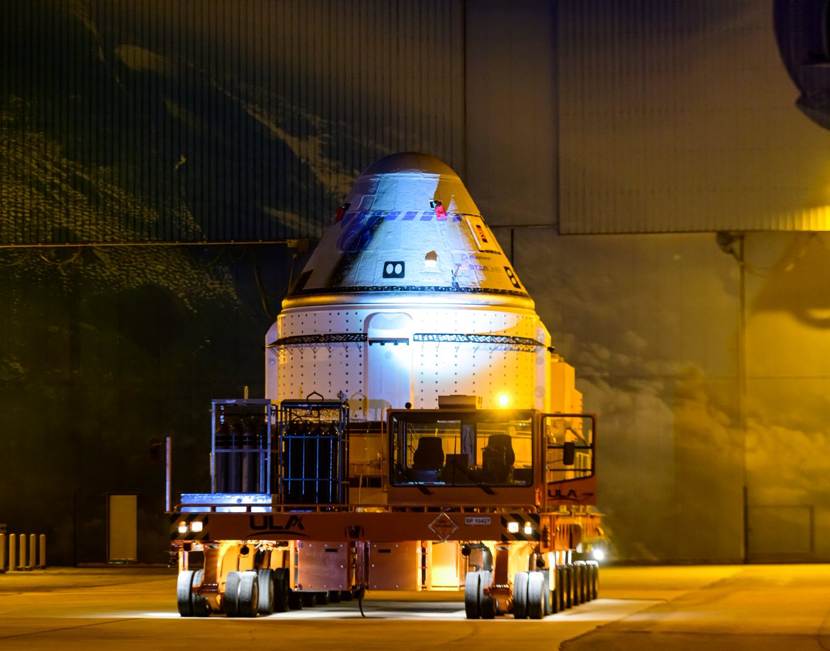 Earlier this morning @BoeingSpace #Starliner spacecraft began its journey to @ulalaunch VIF  at Space Launch Complex-41 to be mated with #AtlasV rocket ahead of its Crew Flight Test mission on  May 6th

.
.
.
.

#spacecoast @torybruno @NASA @Commercial_Crew