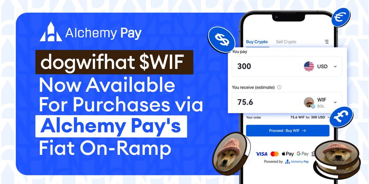 .@dogwifcoin is now live on #AlchemyPay Ramp! Dive into the meme magic with $WIF (aka DogWifHat) on #Solana inspired by the iconic Shiba Inu wearing a hat🐶🎩Go grab your $WIF easily and directly through fiat money and jump into the fun meme world! $ACH