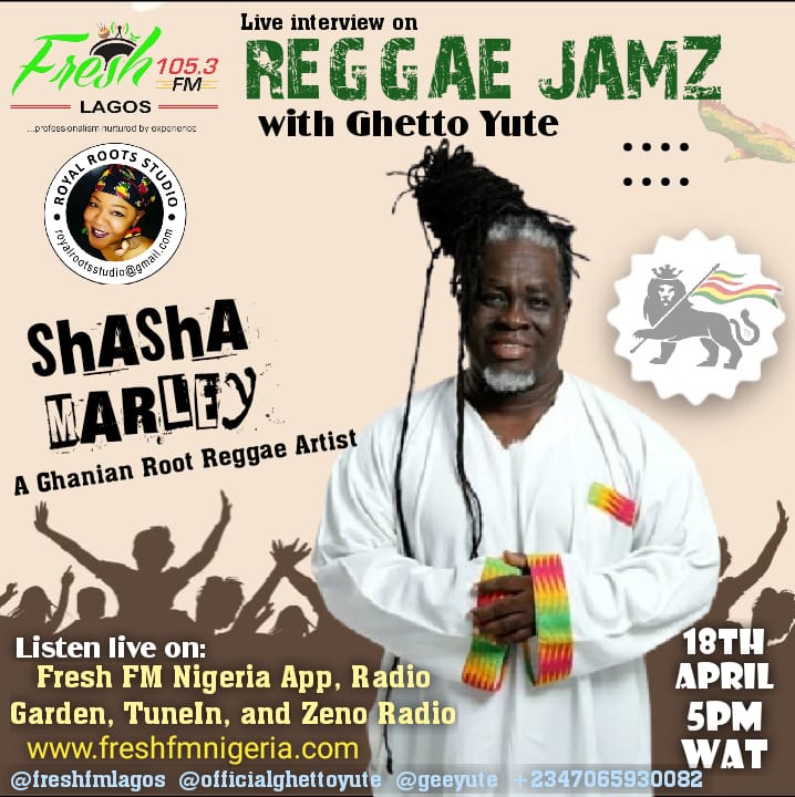 LIVE In LAGOS, NIGERIA 🇳🇬 With Ghetto Yute On Fresh 105.3 fm, LAGOS. #ShashaMarley 🇬🇭 #RoyalRootsStudios Shasha Marley