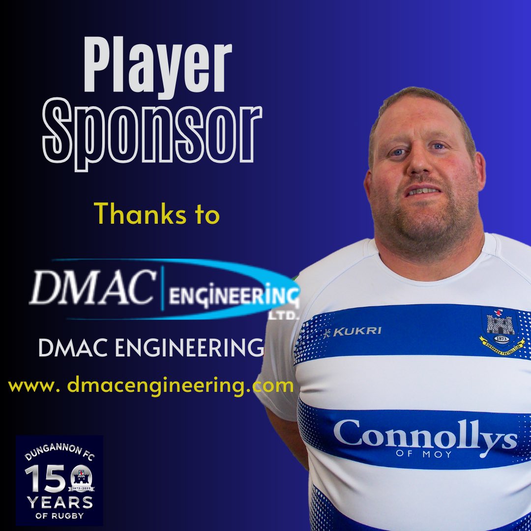 🔵 PLAYER SPONSOR ⚪️ DRFC would like to thanks to DMAC Engineering for their sponsorship of 2nd XV player Glenn Sinnamon If you would like to find out more please check out their website :- dmacengineering.com