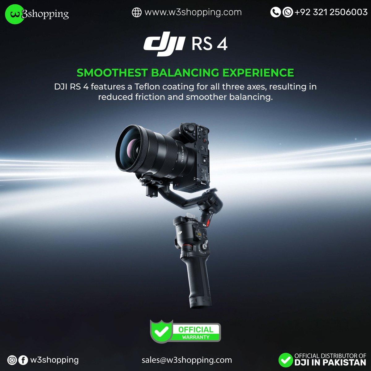 W3Shopping's tweet image. Experience the next level of stability with the DJI RS 4! 🚀Achieve the smoothest balancing experience with its Teflon™ coating on all three axes.✨

#DJI #W3Shopping #DJIRS4 #DJIRS4Pro #Filmmaking #Innovation #VideoProduction #CreativeCapture #SmoothShots #ContentCreation