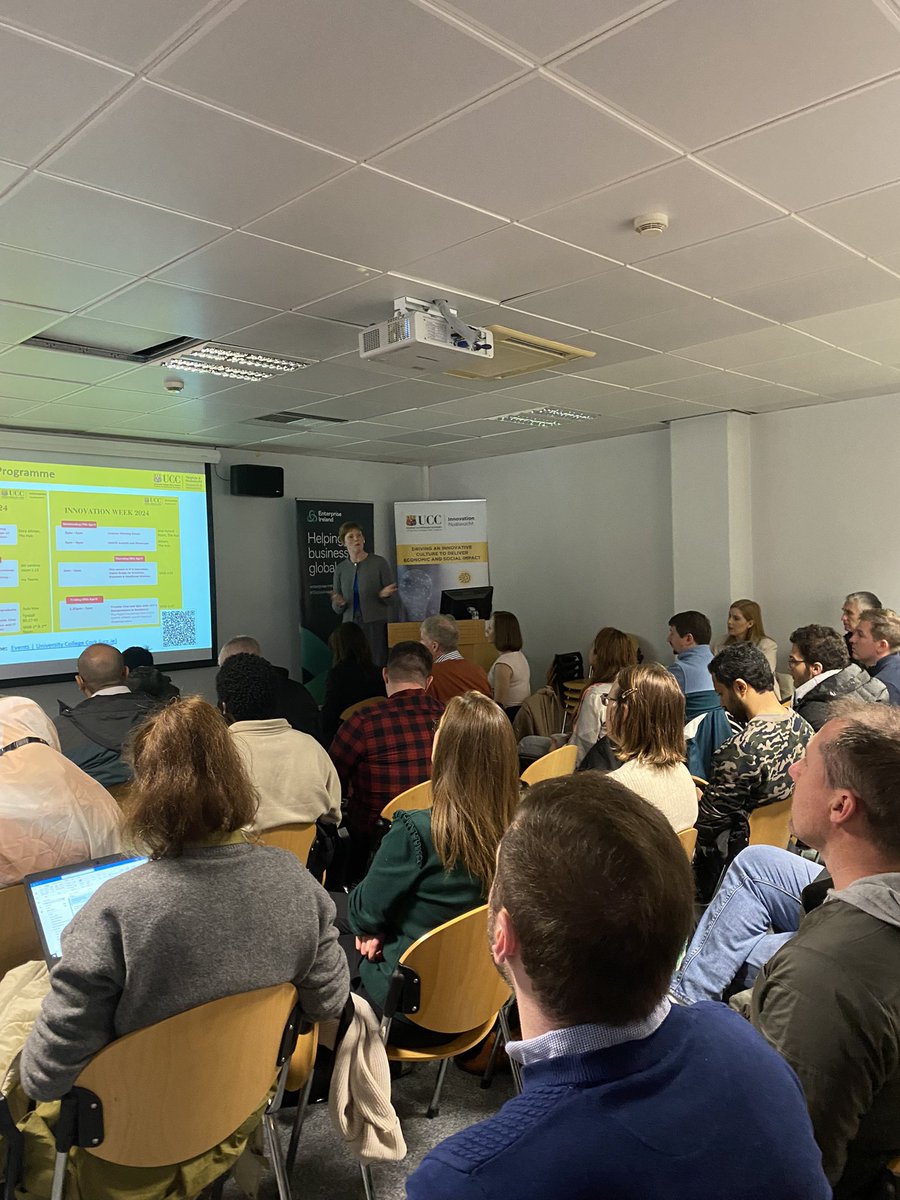 Full house this morning at our @Entirl Commercialisation workshop as part of @UCC’s Innovation Week. Looking forward to hearing about the supports in place to translate research into impactful, real-world applications #UCCInnovates