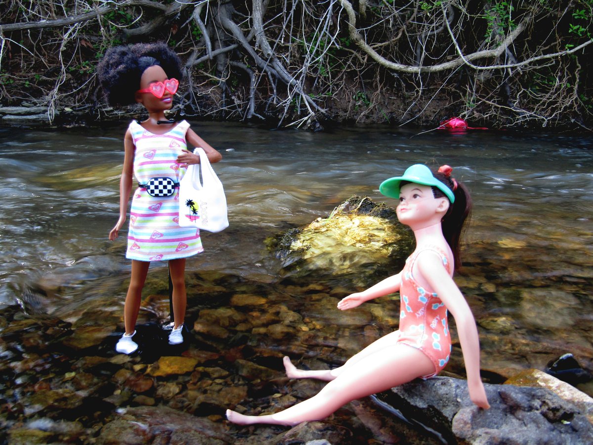 Skipper and Libby love playing in the Hungry Run Creek.  #Barbie #dolls #dolllover #dollphotographer