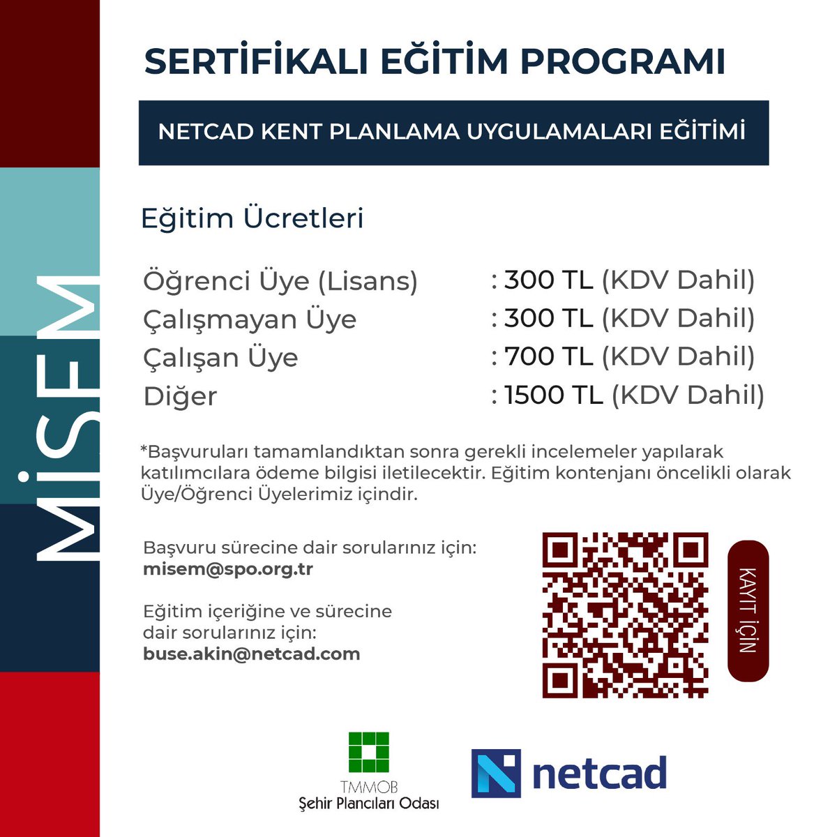 4-5 Mayıs 2024 tarihlerinde, 10.00-16.00 saatleri arasında düzenlenecek olan Netcad Sertifikalı 'KENT PLANLAMA VE KENT BİLGİ SİSTEMLERİ PROJELENDİRME EĞİTİMİ' kayıtları başlamıştır. Detaylı Bilgi: spo.org.tr/detay.php?sube…