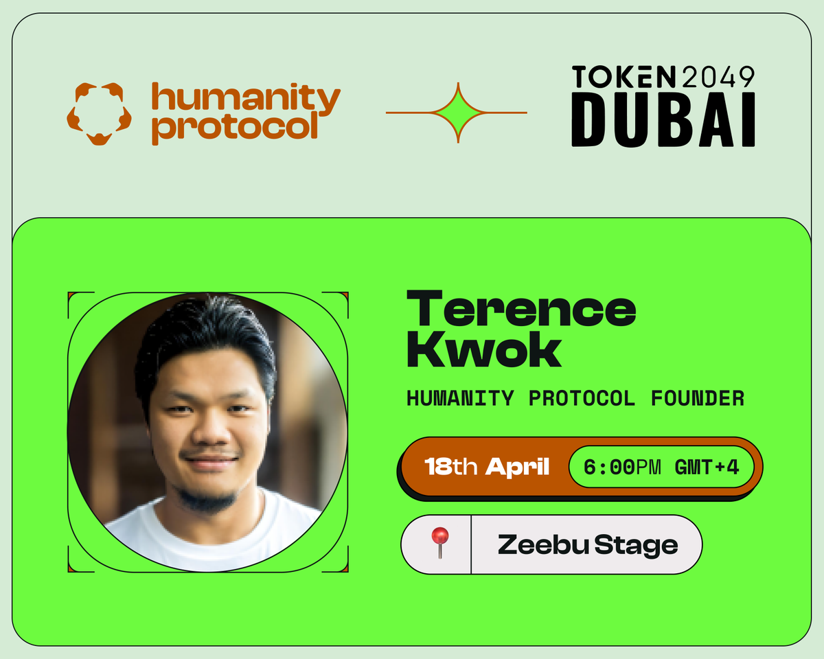 Terence is set to rock the stage at @token2049! 🚀Join us as Terence shares insights on palm scanning, data ownership, and more. Save the date and secure your spot now! 📅: April 18th ⏰: 6:00 PM GMT +4 📍: Zeebu Stage #TOKEN2049 #Blockchain #Innovation