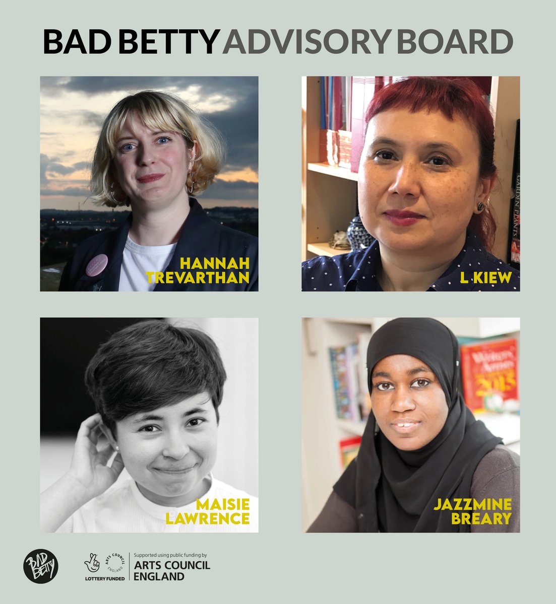 📣 Bad Betty is growing! We're thrilled to welcome our new Advisory Board: chair @hannahtrev, @l_kiew @MaisieFrances & Jazzmine Breary. Experts in publishing, events, finance, inclusivity & more, they're already helping us move towards a stronger, more sustainable future (1/2)