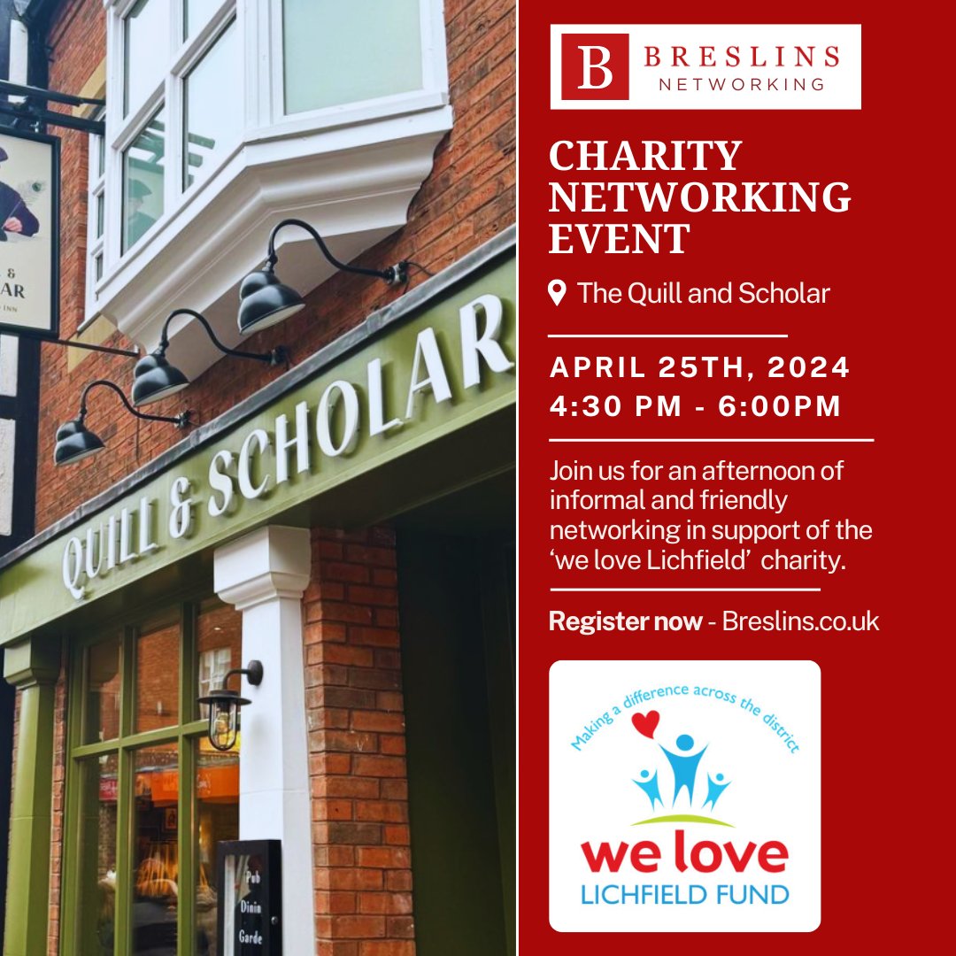 Looking for networking opportunities near Lichfield?

Why not join us at the Quill and Scholar next Thursday. 

Register below ⬇️
tinyurl.com/yusr3knj

Net profits from will be donated to <a href="/WeLoveLichfield/">We Love Lichfield</a> 

Tickets include a drink on us 🍹

#Networking #Lichfield #SupportLocal
