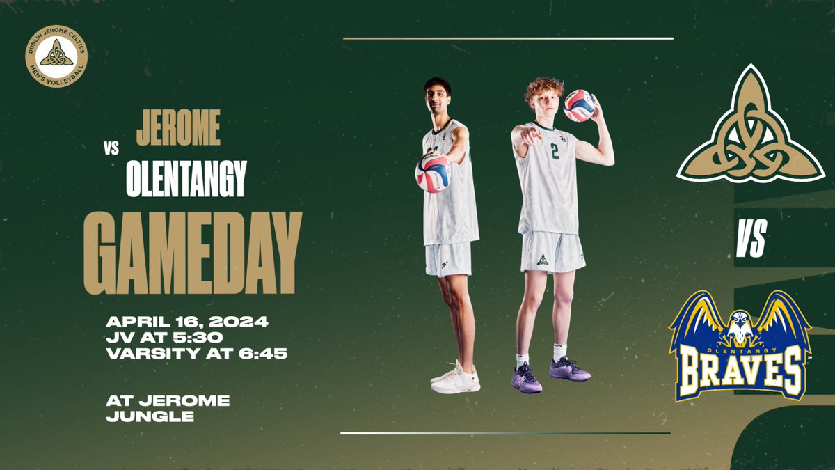 Gameday! Back at the Jerome Jungle for another tough OCC match vs Olentangy. It is also DYA night with all of our youth volleyball teams. Come on out and support the Celts!