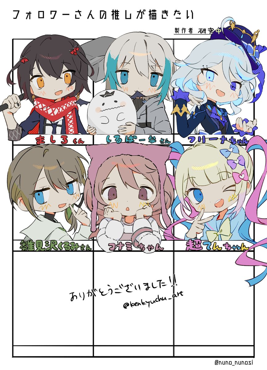 描けた～～！！！！描いたことない子たくさん描けて楽しかったです！ありがとうございました！
