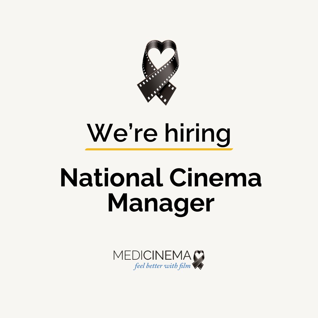 Join our team 📽 We are #hiring a National Cinema Manager to be responsible for the smooth delivery of our impactful in-hospital cinema services across all our sites. Apply: charityjob.co.uk/jobs/medicinem… #charityjobs #charity #recruiting #cinema #hiringnow