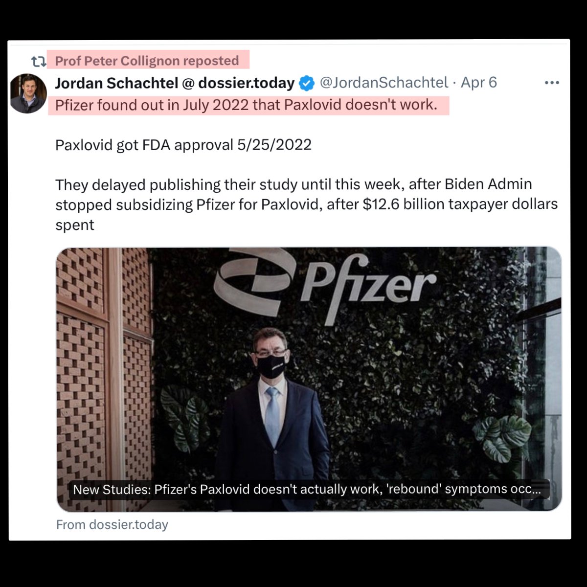 Why does the TGA in Australia continue to approve Pfizer’s anti-viral tablets PAXLOVID ? And why is the Australian taxpayer still subsidising Pfizer over $1000 per course for Paxlovid on the PBS ? How can Australians have any trust in our health bureaucracy when they appear to