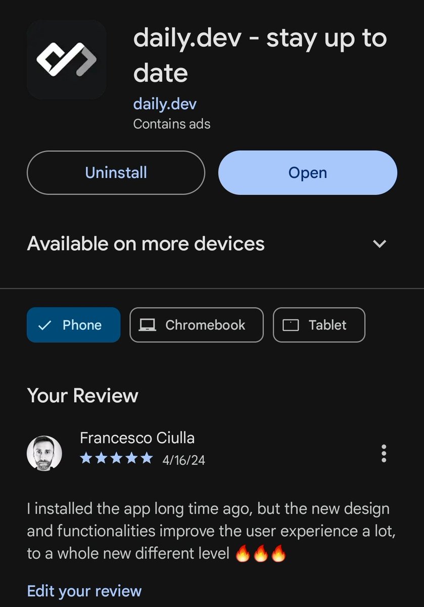 So, @dailydotdev has a new mobile app. I know I am biased but you should definitely give it a try. #dailydevmobile Also, check @ezSnippet post on his IG account!