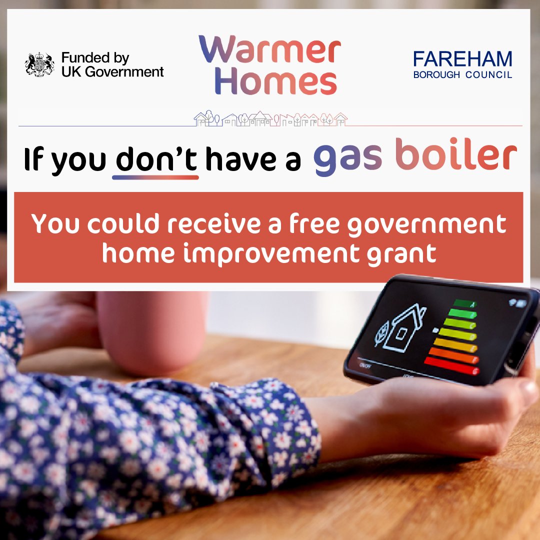 If you don't have a gas boiler, you could receive a free government home improvement grant. To check your eligibility, visit the Warmer Homes website 👇 warmerhomes.org.uk or call freephone 0800 038 5737