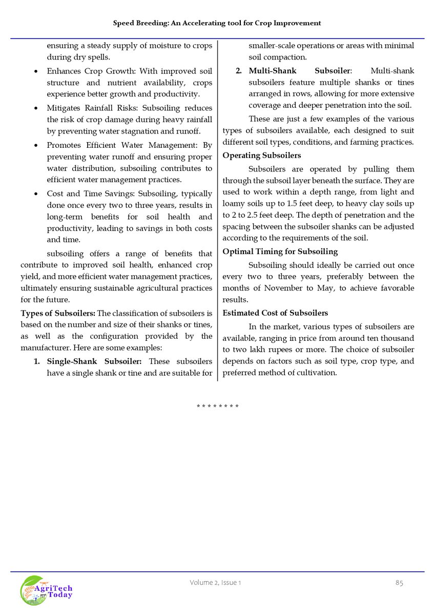 kvksagroli's tweet image. Article published in the AgriTech Today Magazine publication. #ArticleWriting #Agriculture #farming #farm #KrishiVigyanKendra #Subsoiling