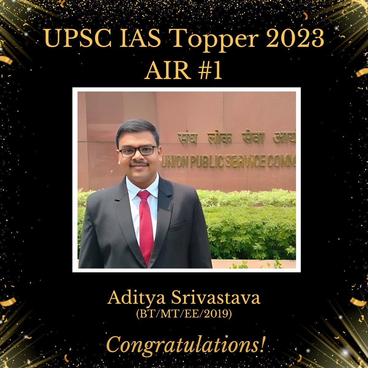 DoRA_IITK's tweet photo. Moment of pride! IITK alumnus, Aditya Srivastava tops UPSC 2023 with AIR #1 ! https://t.co/T51N50k3SF