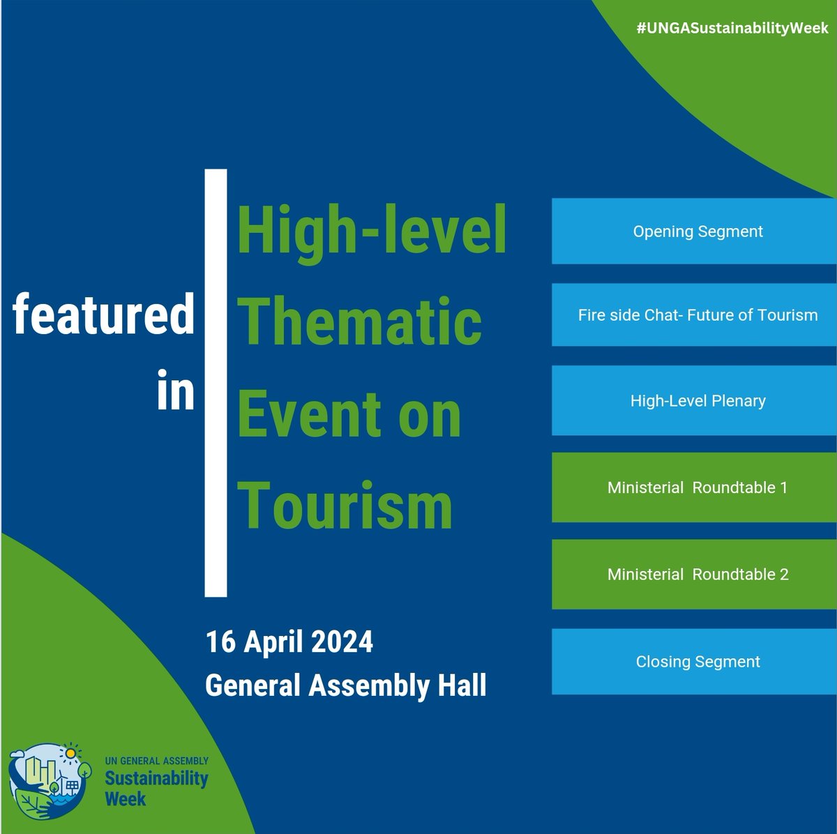 UN_PGA's tweet photo. Join us today [from 10 am - 6 pm] for a whole day dedicated to reimagining #tourism with sustainability at its core. 

↪️From fireside chats on innovative business models to the launch of a groundbreaking framework for measuring tourism's sustainability↩️

let’s chart the course for a resilient, inclusive future in travel. 

Together we can #ChooseSustainbility during this #UNGASustainabilityWeek 

▶️ https://t.co/soCsLILzqc