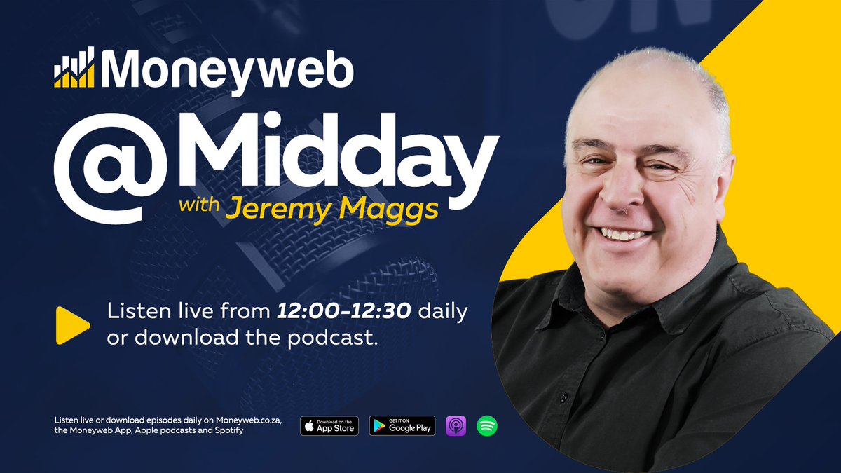 Catch up on all Jeremy Maggs's top #MoneywebAtMidday podcast interviews from the past week. 

Listen live from Mon-Fri at 12:00 pm and stay up to date with the latest news in South Africa and around the world.

Click here to listen: ow.ly/W2bl50RgX8w