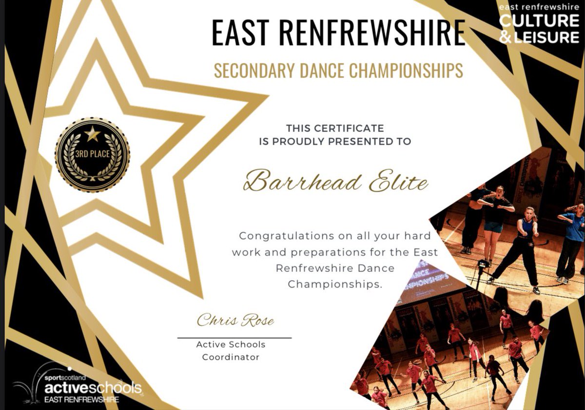 Received our certificates from @ActiveSchoolsER Secondary Dance Championships 👏🏼

Thank you again for organising such a great event. We already can’t wait for next year 💃🏽

@BarrheadHighSch 
#RaiseTheBarr
