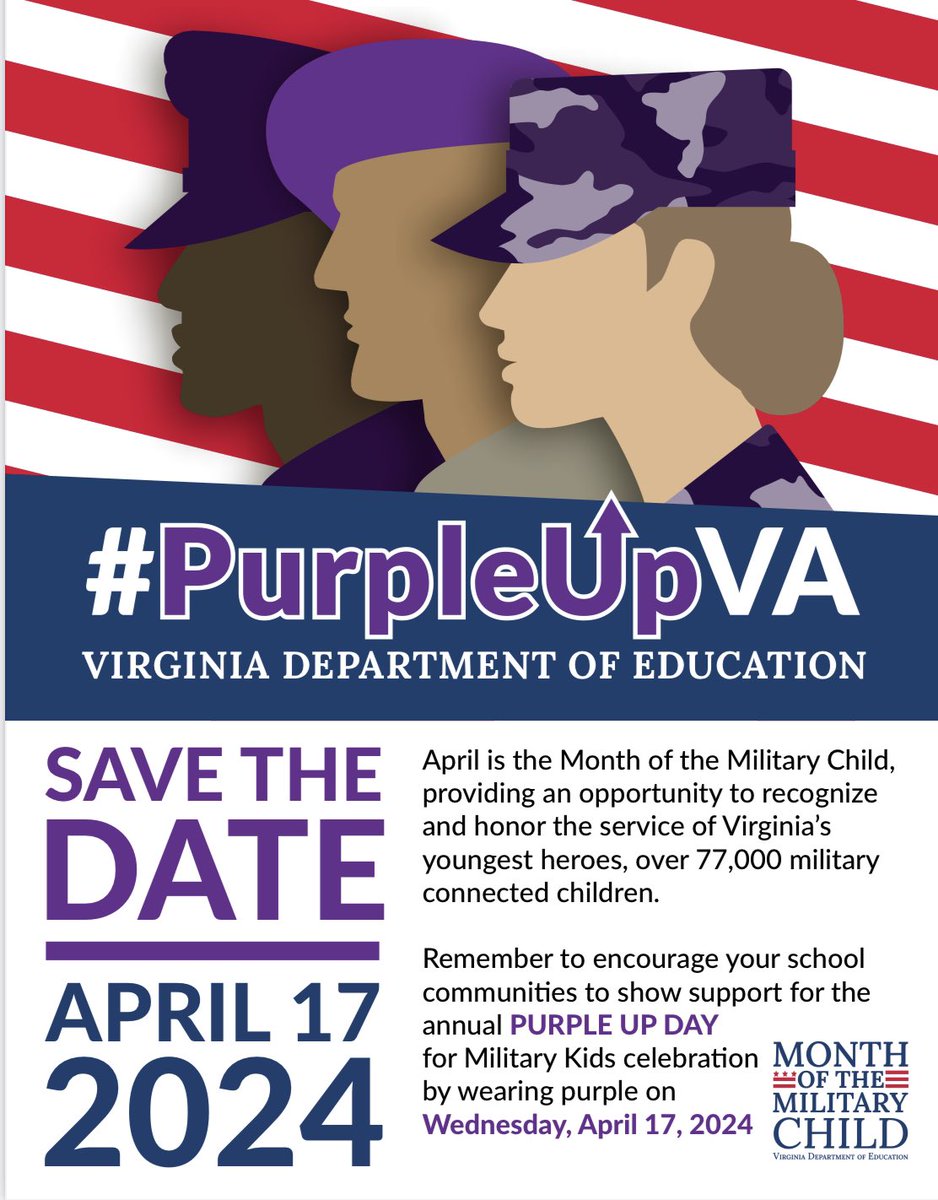 Don’t forget to wear purple tomorrow for the military child. 💜💜💜