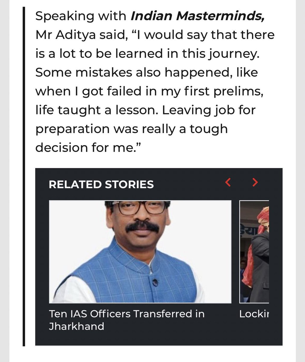 Aditya Srivastava from Lucknow cracked the All India Rank 1 in UPSC CSE exam. While reading his story, found a reality check in the related stories 🙃