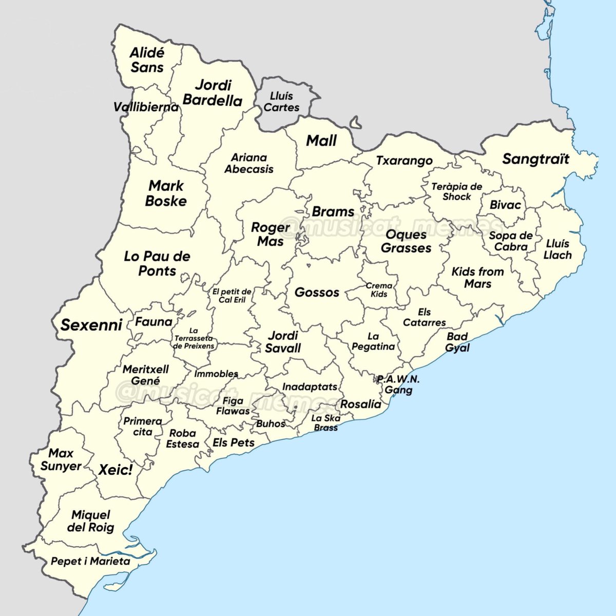 Aquests són els grups/artistes més famosos de cada comarca de Catalunya