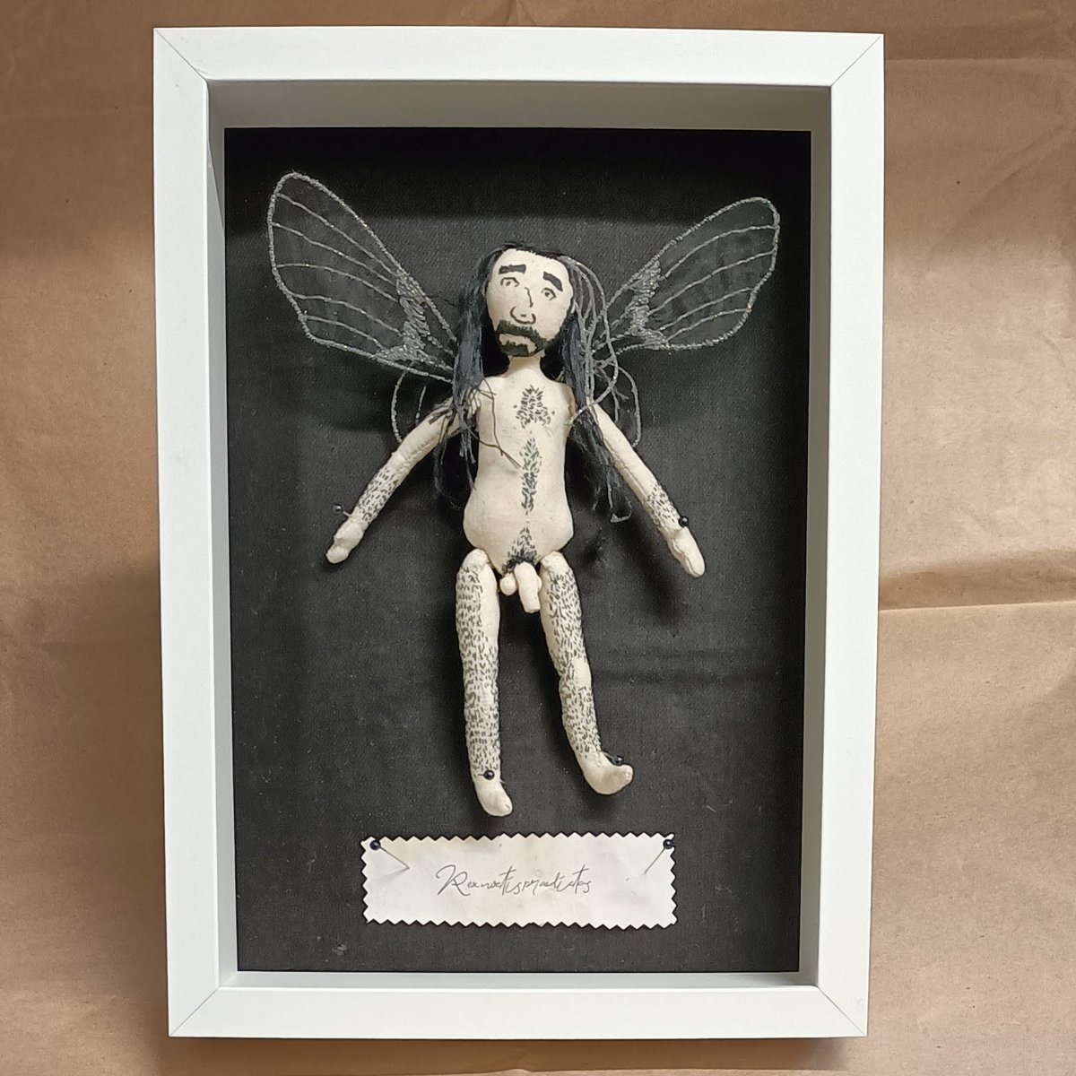 embro_mr's tweet photo. Unexpected turns often lead to the most captivating creations. Meet this ethereal rag doll, adorned with organza wings and metallic thread—a creature of the night, drawn to the allure of death's light. In its stillness lies an eternal mystery. https://t.co/7G7J57qK07