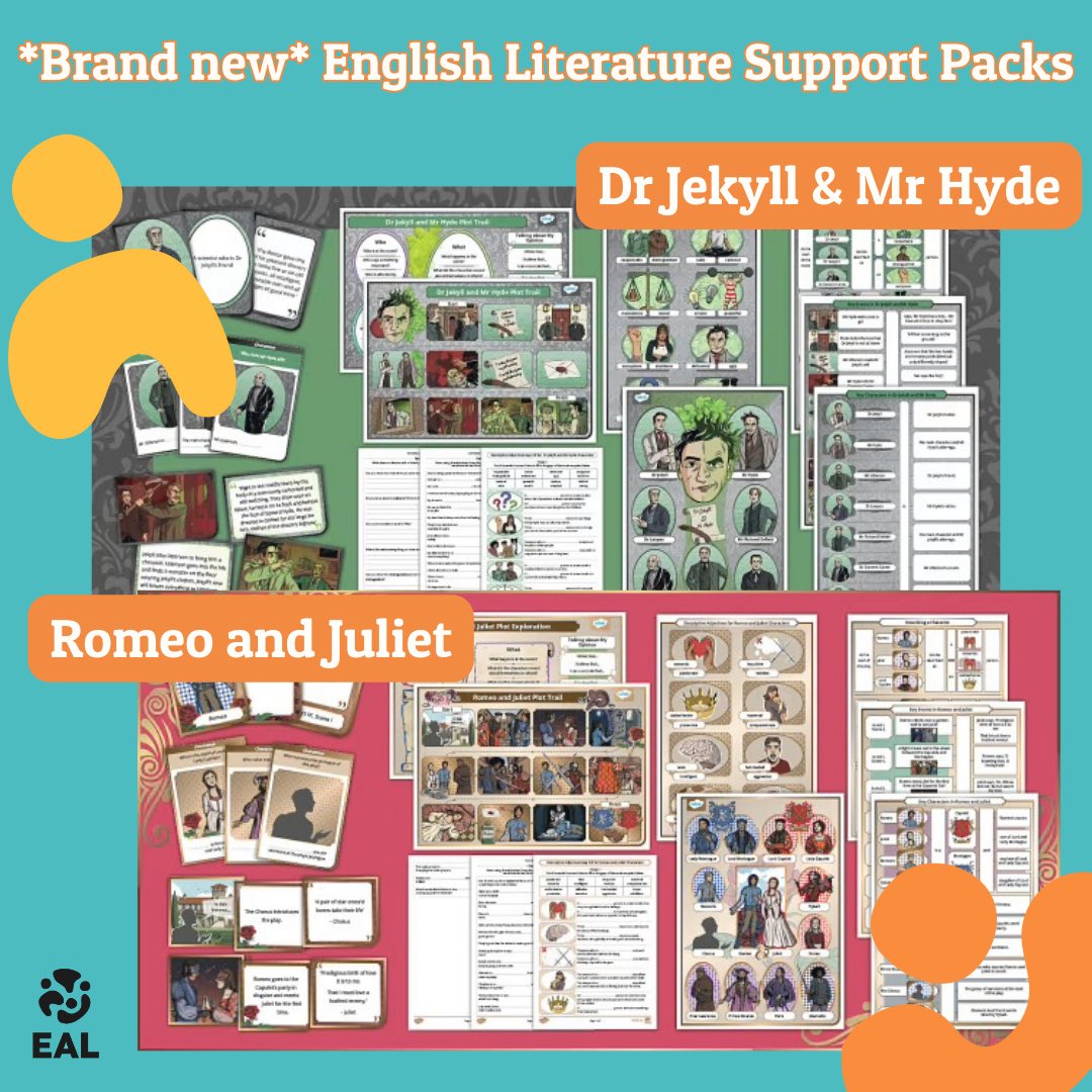 Teaching #EnglishLiterature? We’ve got brand new EAL English Literature Support Packs on site today! We have more texts coming soon but to start with we have #DrJekyllandMrHyde and #RomeoandJuliet 📖 

R&amp;J - twinkl.co.uk/resource/romeo…

Dr Jekyll &amp; Mr Hyde - twinkl.co.uk/resource/dr-je…