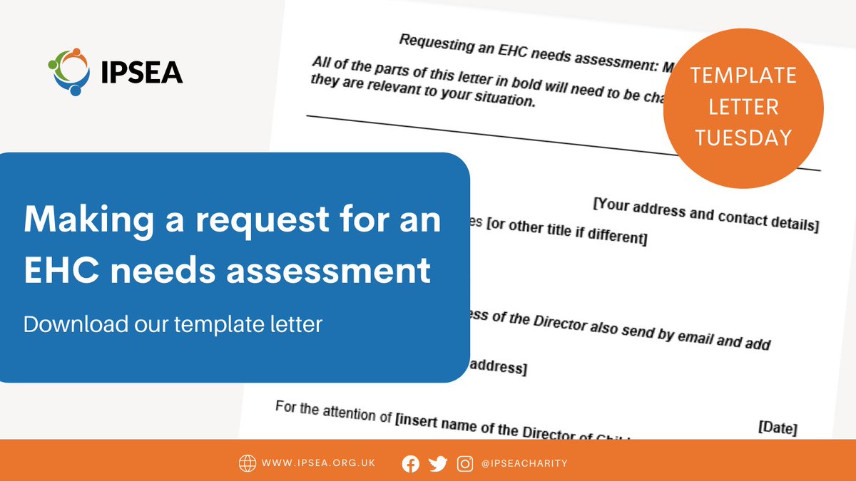 Parents/carers 📢 Every, Tuesday we'll be sharing one of our template letters, designed to empower you to take action. To kick things off, we're sharing our most used template letter. 📄Requesting an Education, Health and Care (EHC) needs assessment: ipsea.org.uk/making-a-reque… /1