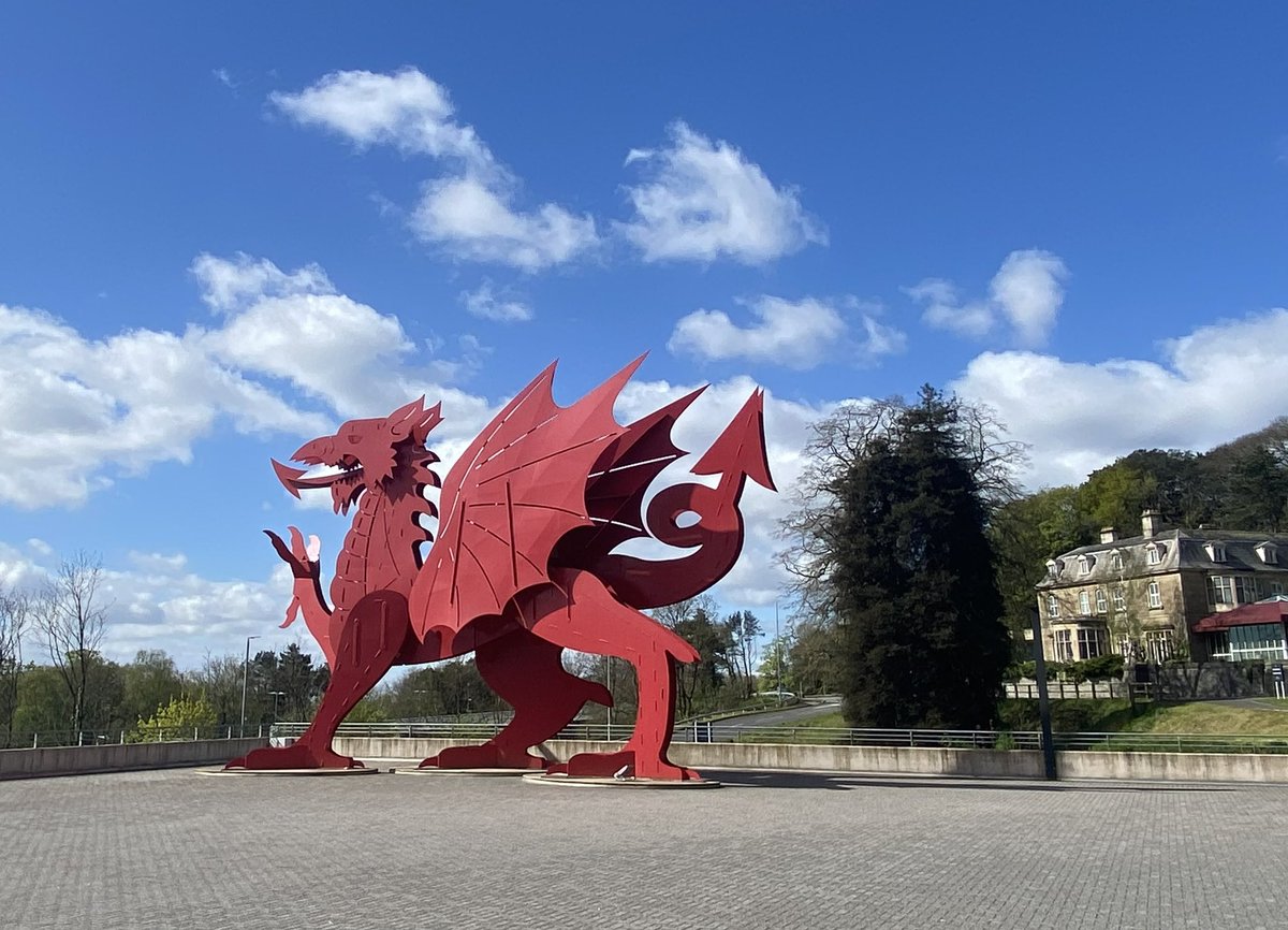 Subtle huge metal dragon outside the @ICCWales for the break in the sunshine at #rcemcpd - then back to the Paeds trauma session!