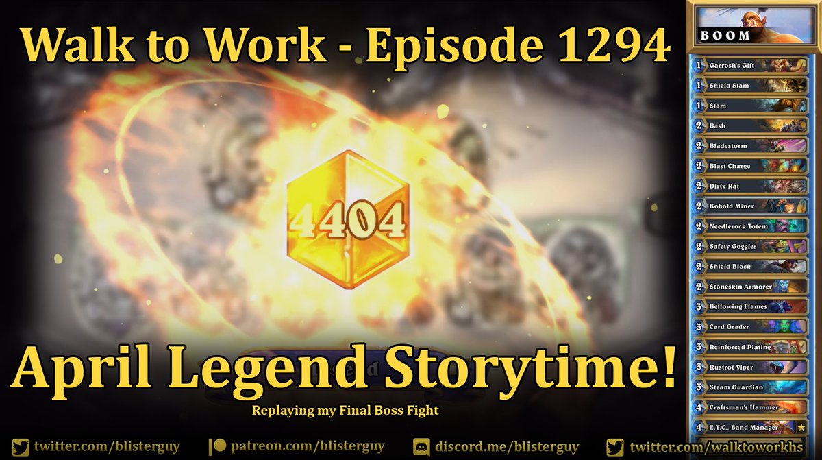 Episode 1294 - April Legend Storytime! recapping the gameplay of my final boss.
hearthstonecommute.libsyn.com
#Hearthstone