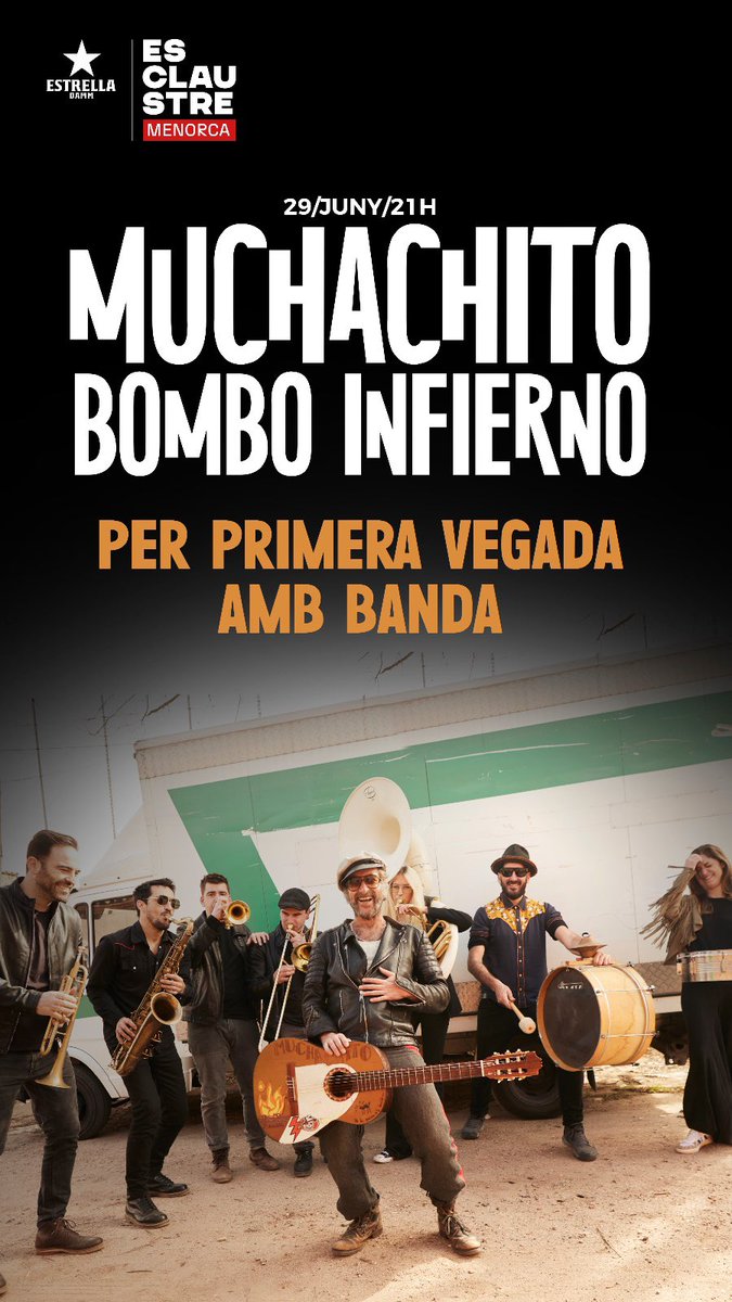 💥 Ja sabeu que a @esclaustre som fans incondicionals de @muchachitobombo, però el que potser no sabíeu és que aquest estiu actuarà per primera vegada amb tota la banda a Menorca! 👉🏻 Entrades a esclaustre.com