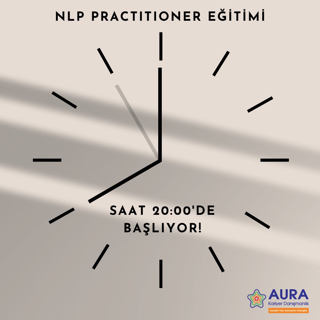 📢İkinci dönem '#NLP Practitioner' Sertifikalı #Eğitim Programımız (NLPEA Akredite) bu akşam⏰20:00'de başlıyor❗

⏳#SonDakika katılımcılarına özel avantajlı kayıt fırsatı ➡️0532 441 51 81 & aurakariyer.com.tr/bize-ulasin/

#nlppractitioner #sertifika #insankaynakları #ik #hr #training