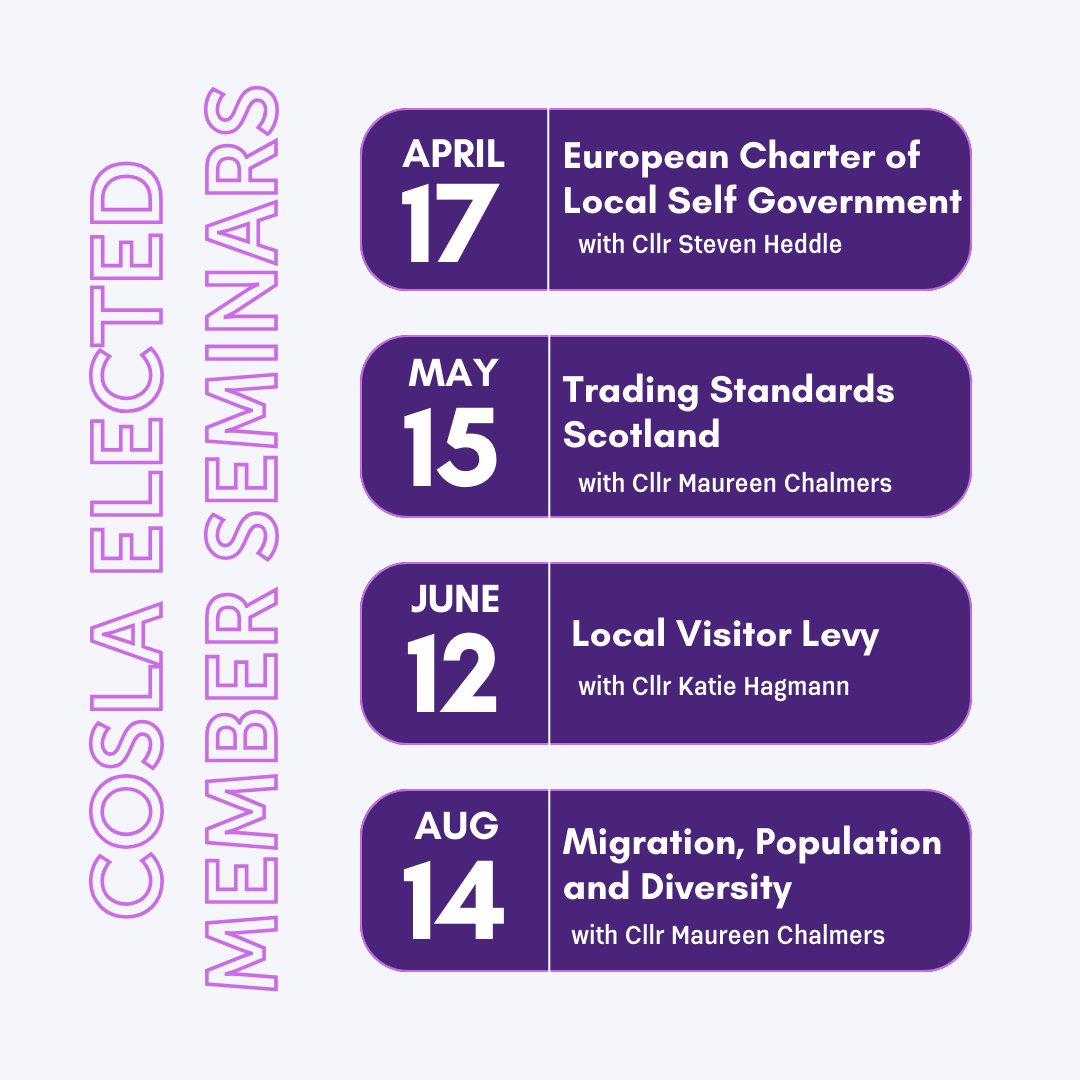 Attention Councillors in Scotland! Our Vice President Cllr @StevenHeddle will lead a session for Elected Members on The European Charter of Local Self-Government Bill this Wed 17th April at 2pm, via MS Teams. Register to join here: bit.ly/4cVvMIg