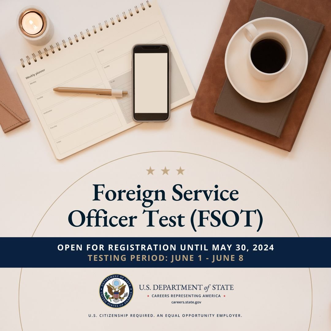 ⭐ Future diplomats ⭐ Are you ready to take the U.S. Foreign Service Officer Test (FSOT)? If you are a U.S. citizen between the ages of 20 and 59, then registration is now open for the June 1 -June 8 in-person testing window in Hyderabad. You have until May 30, 2024 to…