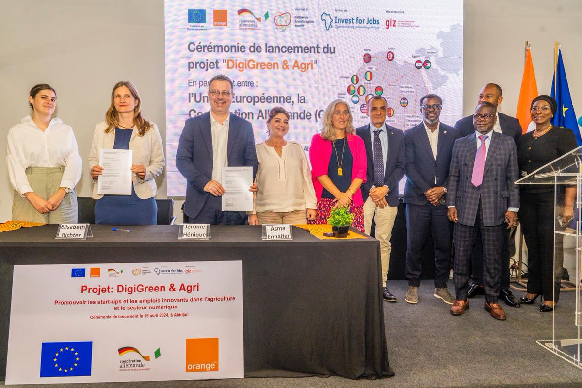 Through the DigiGreen&Agri initiative, we intend to support the digital transformation of the cocoa sector in Côte d'Ivoire. I warmly thank @UEenCI @giz_gmbh @BMZ_Bund for this partnership, part of our digital inclusion strategy. @orangeafrica @francescaDM_EU