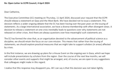 That is the answer I received from the @ECPR , that I am publishing with their agreement.