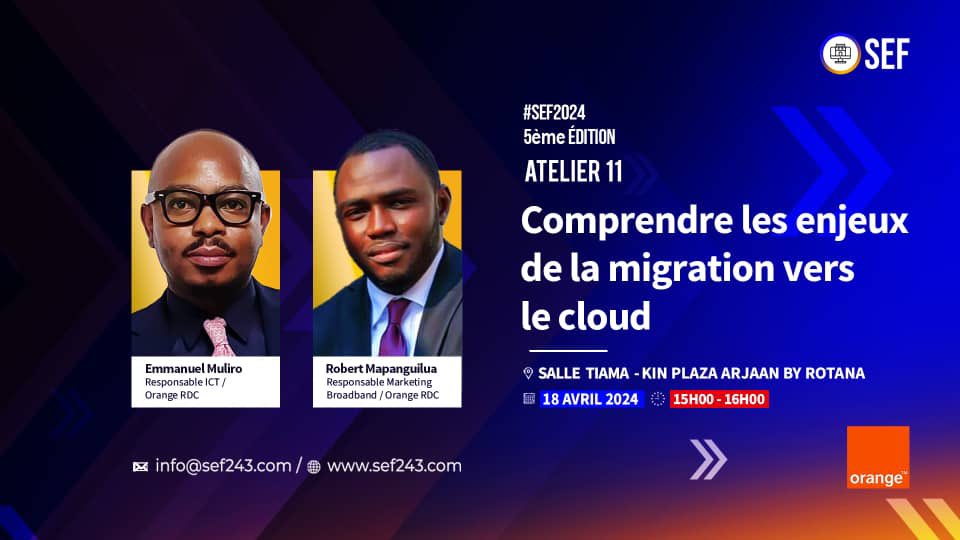 Orange__RDC's tweet image. Participez à notre atelier lors du SEF, 18-20 avril à Kinshasa ! Thème : « Comprendre les enjeux de la migration vers le cloud ». 

Contactez-nous pour un billet et retrouvez-nous au panel sur l'EdTech le 19 avril.

#SEF2024 #OrangeRDC #InclusionNumérique #DigitalisationAvancée