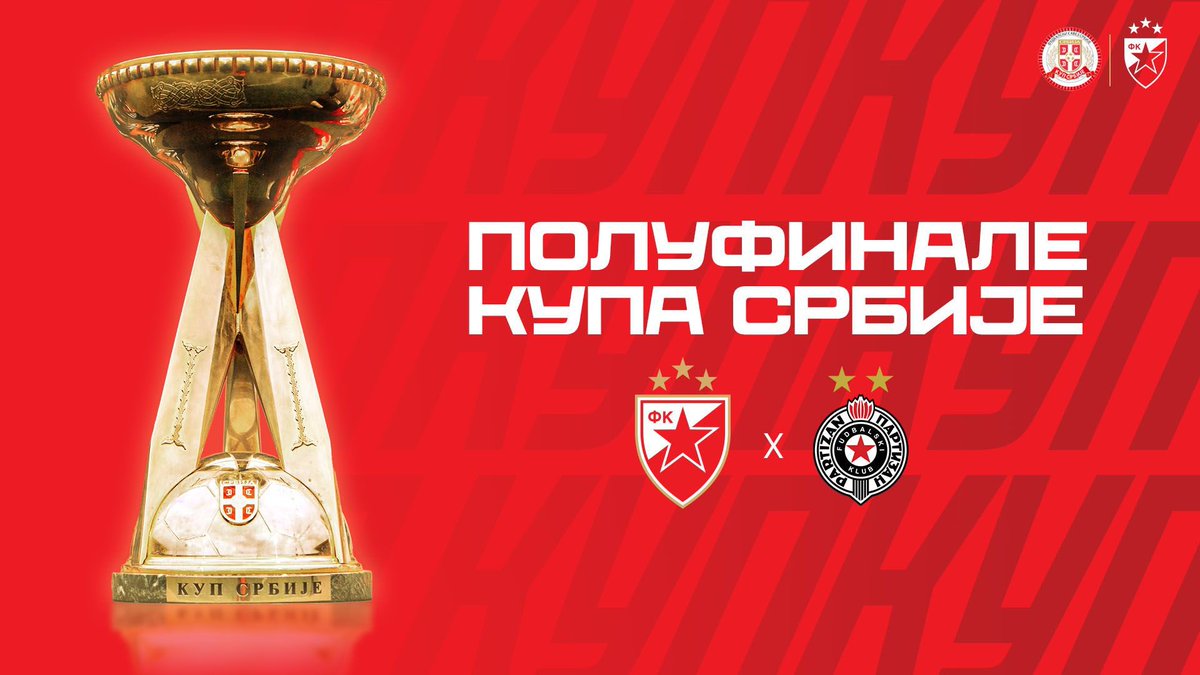 🚨 L'Étoile Rouge affrontera le Partizan en demi-finale de Coupe de Serbie ! Le match se disputera le 24 avril, on aura donc deux derbi en 5 jours !
