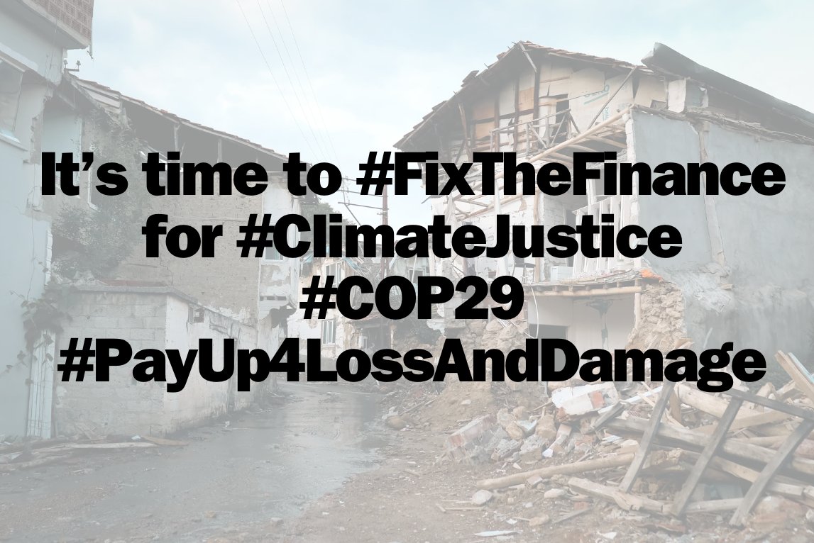 🚨Climate disasters deepen debt, while promises of #ClimateFinance remain unfulfilled. We don’t want any more empty promises.🚫 It’s time to #FixTheFinance for #ClimateJustice #COP29 #PayUp4LossAndDamage