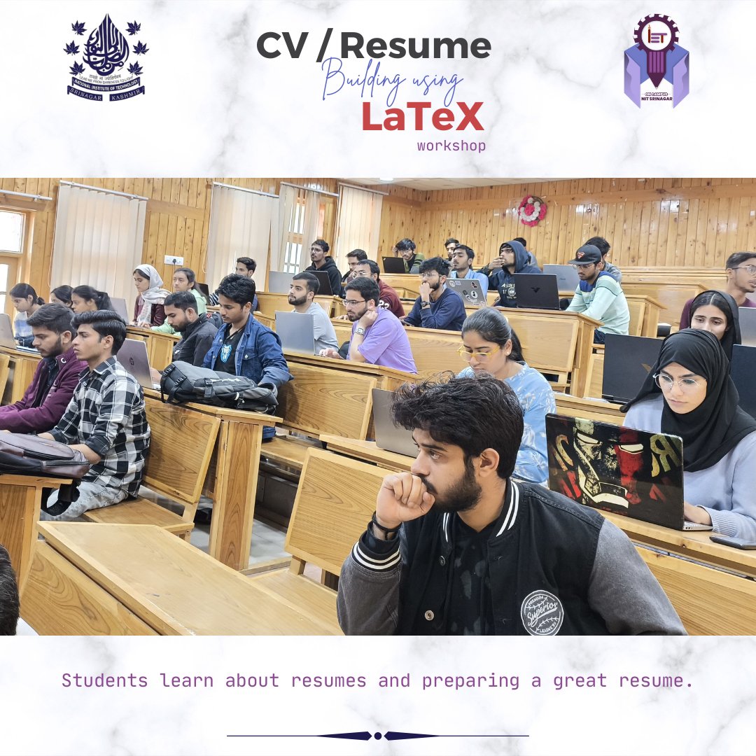 Hosted by @IET_NITSgr, a LaTeX CV workshop equipped attendees with standout CV/resume crafting skills. Future events will offer more professional development opportunities. Appreciation goes to all involved. #IETOnCampus #LaTeX #CVDesign #CareerGrowth